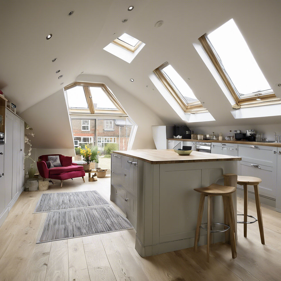 L-Shaped Loft Windows Interior Design photo